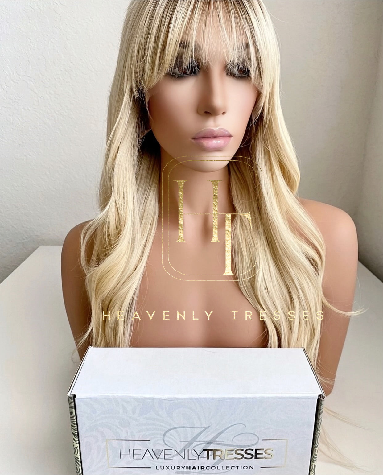 Blonde European Wig with Front Bangs