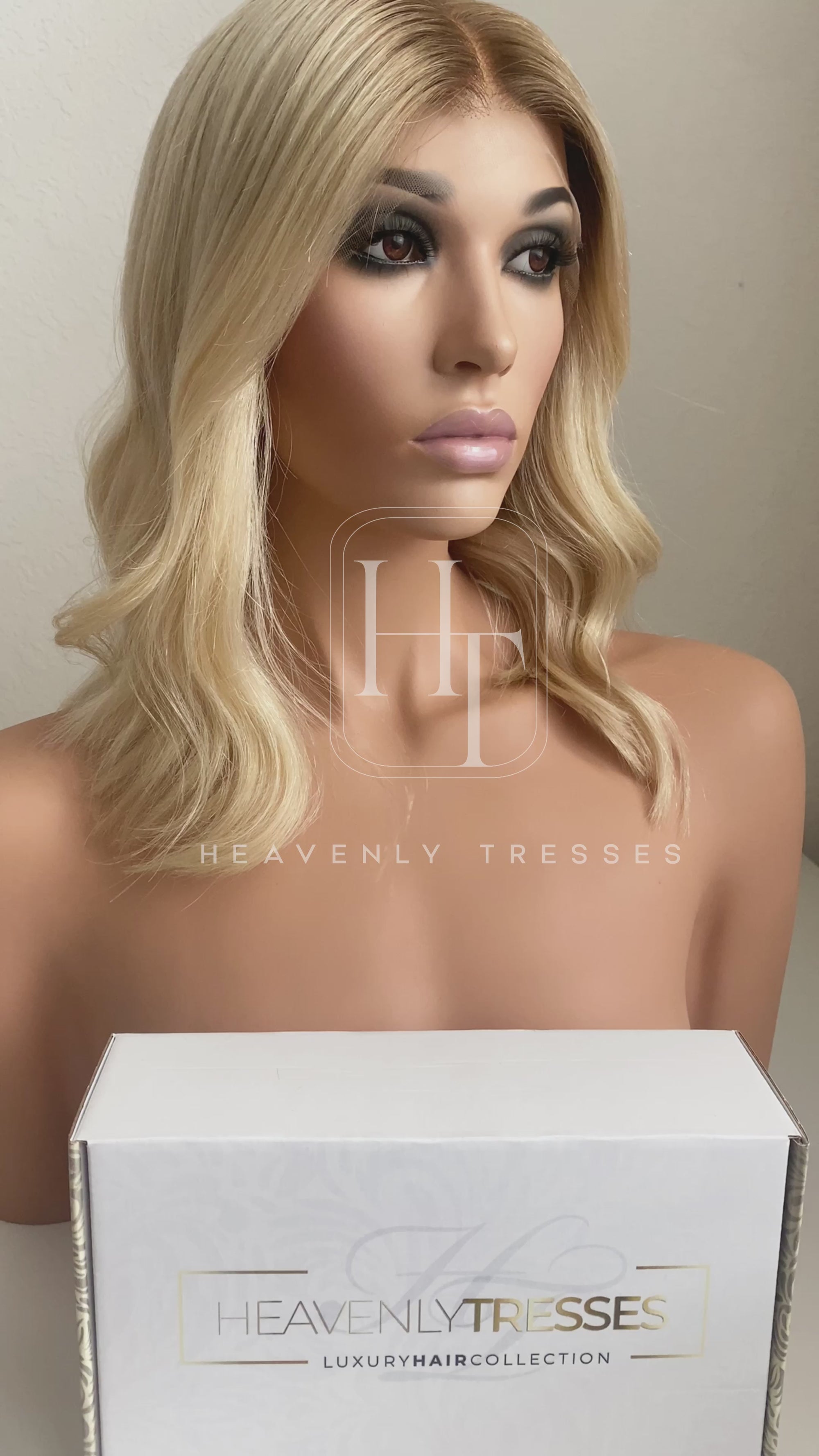 European Wig: Bronde Roots w/ Bleach Blonde Ombre' Short Bob - " Shelby "